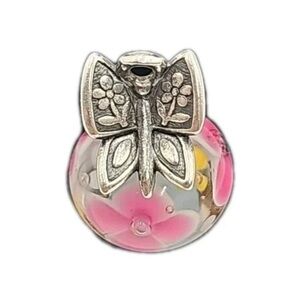James Avery 🦋🌸 Sterling Silver Mariposa Finial with Pink Blossom Charm